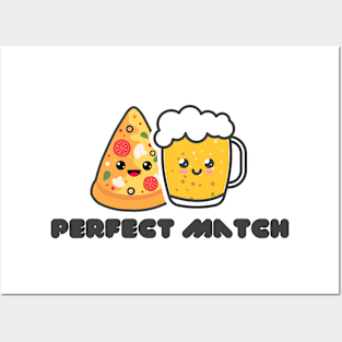 Pizza & cerveza, perfect match Posters and Art